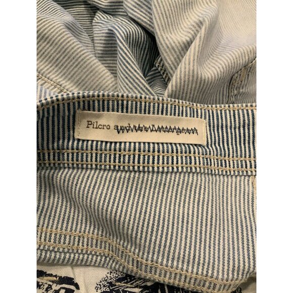 Pilcro and the Letterpress Blue & White Striped "Hyphen Fit" Shorts, Size 28 - Picture 6 of 7